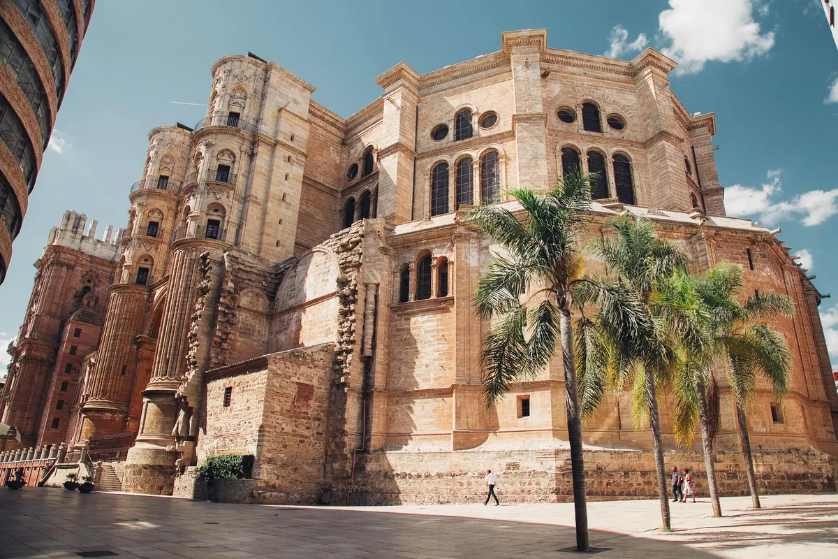 Main facade of Malaga Cathedral in the historic centre