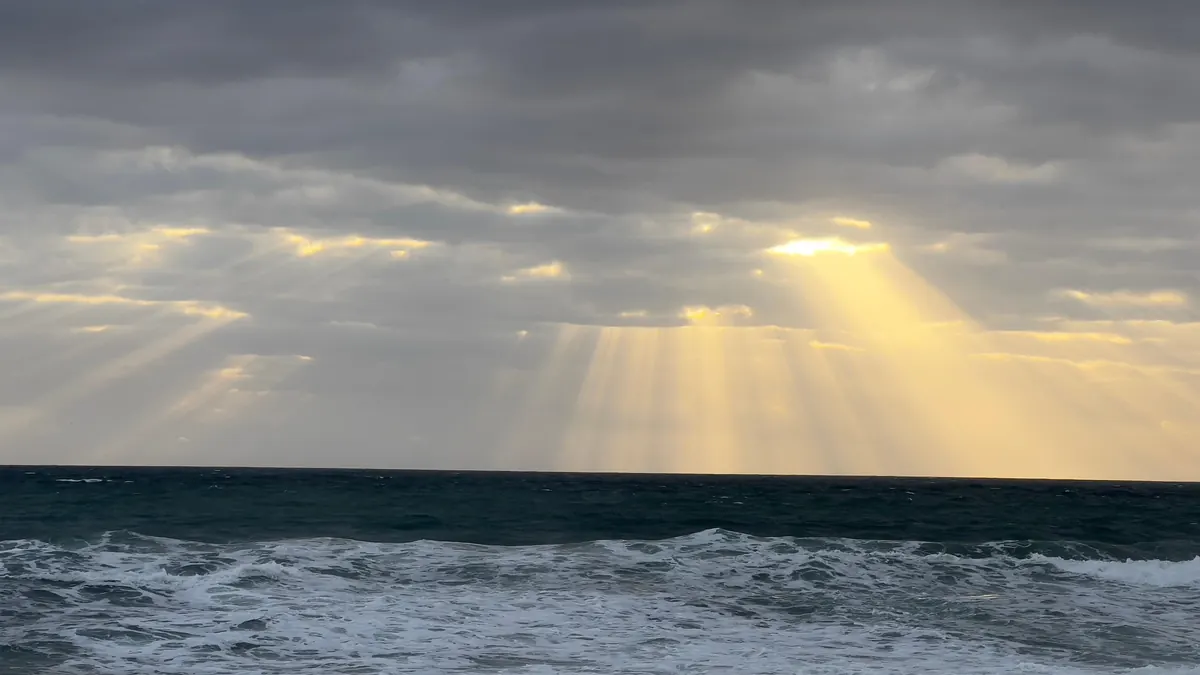 Cloudy Mediterranean sea on a rainy day in Malaga