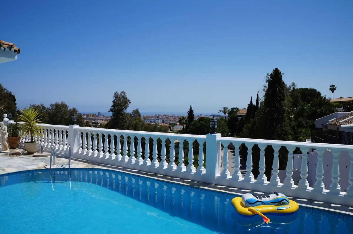 Sea view hotel pool on the Malaga coast